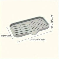 Multifunctional Gray Dish Drain Mat - Anti-Slip Kitchen Dry Mat for Sponges and Brushes 2