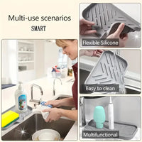 Multifunctional Gray Dish Drain Mat - Anti-Slip Kitchen Dry Mat for Sponges and Brushes 4