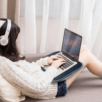 Multifunctional Laptop Desk for Bed - Portable Wood Tray with Cushion Support 1