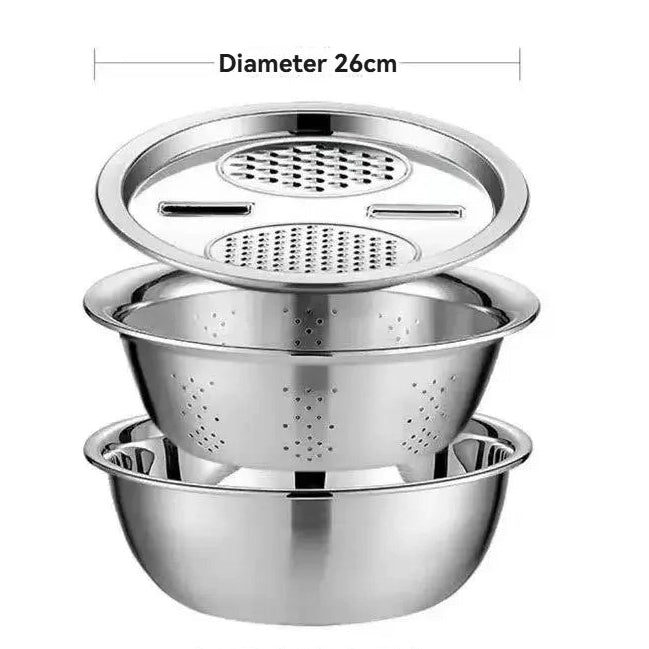 Multifunctional Vegetable Slicer Set - Stainless Steel Potato Slicer & Drain Basket 3
