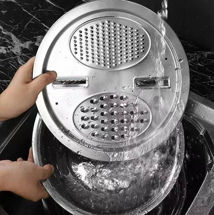 Multifunctional Vegetable Slicer Set - Stainless Steel Potato Slicer & Drain Basket 4