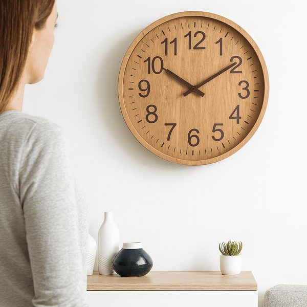 ECHO TIME – Modern Wooden Wall Clock with Silent Movement and Minimalist Natural Design for Elegant Home Decor