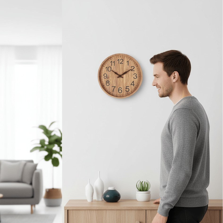 Natural Charm - Modern Wooden Wall Clock Decor, Silent Minimalist Design 30 cm 1