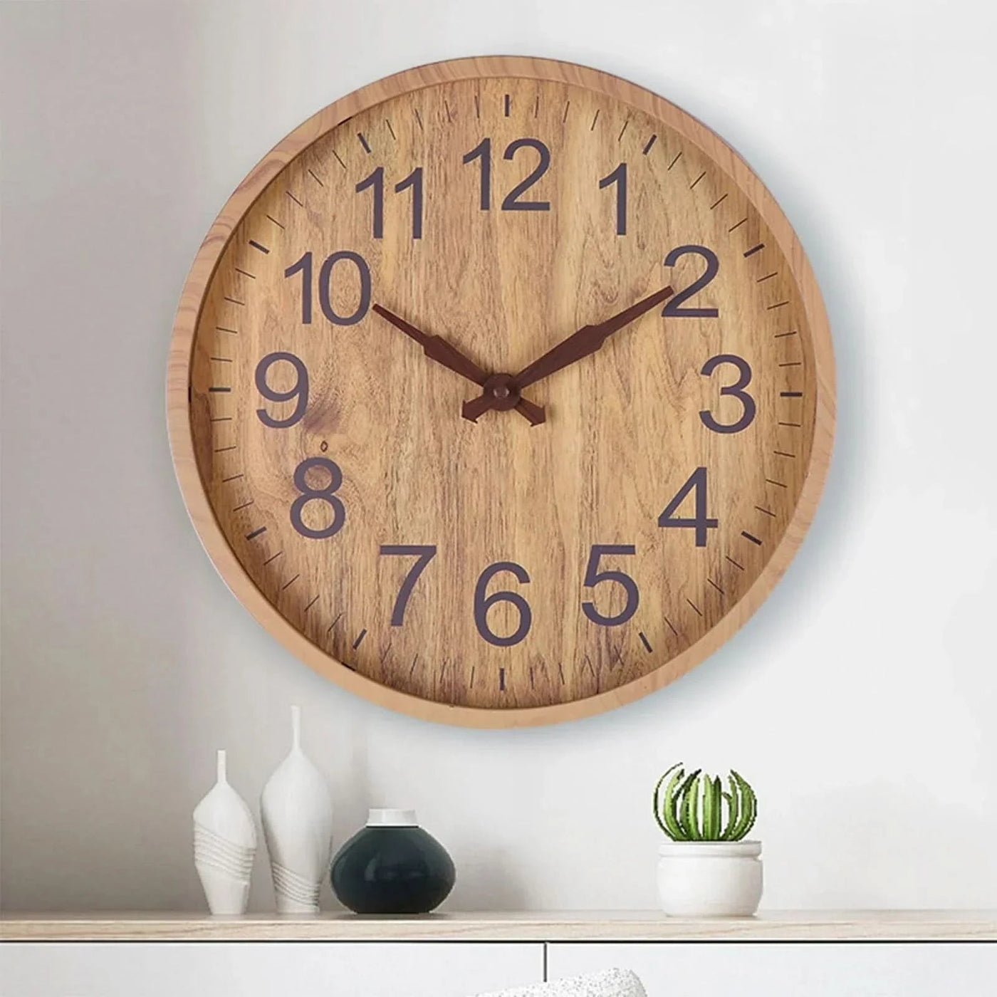 Natural Charm - Modern Wooden Wall Clock Decor, Silent Minimalist Design 30 cm 2