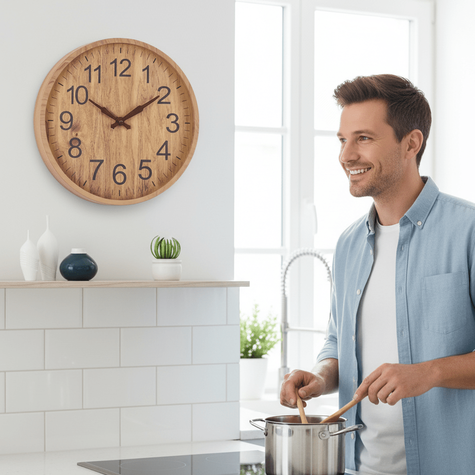 Natural Charm - Modern Wooden Wall Clock Decor, Silent Minimalist Design 30 cm 3