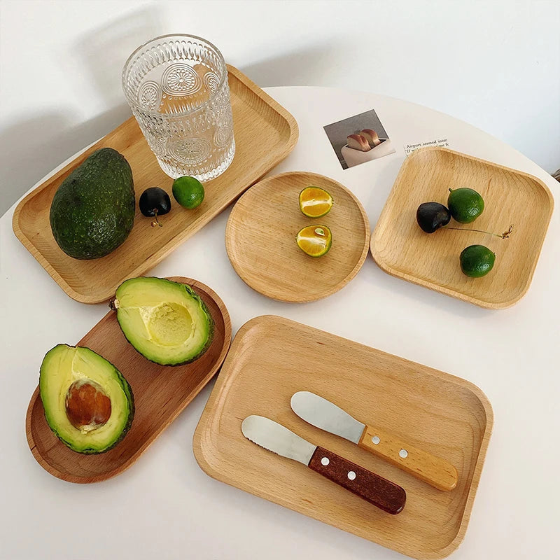 Natural Wooden Serving Tray - Versatile Round Tray for Coffee & Tea 1