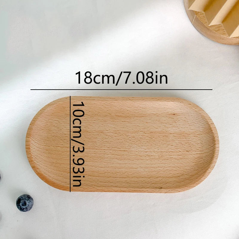 Natural Wooden Serving Tray - Versatile Round Tray for Coffee & Tea 14