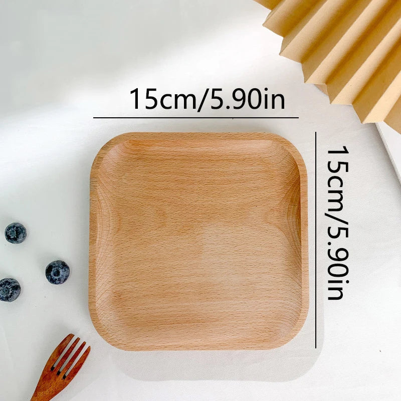 Natural Wooden Serving Tray - Versatile Round Tray for Coffee & Tea 16