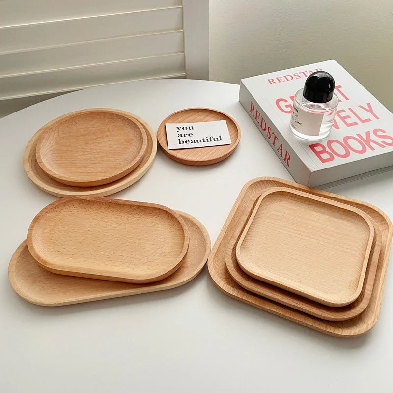 Natural Wooden Serving Tray - Versatile Round Tray for Coffee & Tea 2