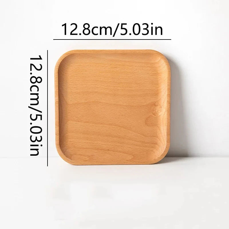 Natural Wooden Serving Tray - Versatile Round Tray for Coffee & Tea 3