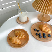 Natural Wooden Serving Tray - Versatile Round Tray for Coffee & Tea 4