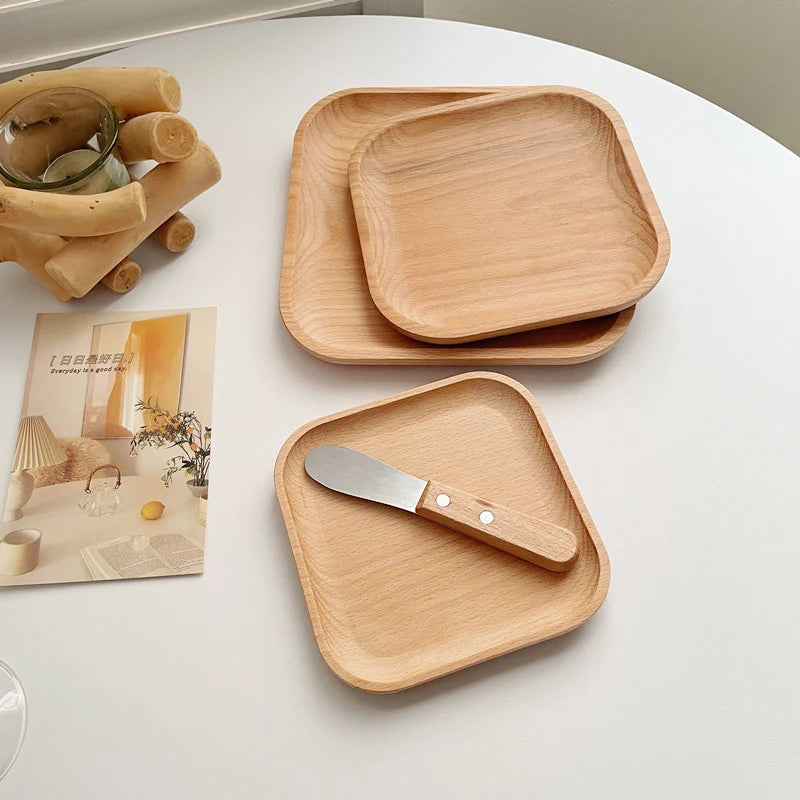 Natural Wooden Serving Tray - Versatile Round Tray for Coffee & Tea 5