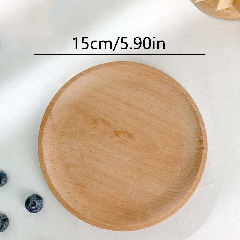 Natural Wooden Serving Tray - Versatile Round Tray for Coffee & Tea 6