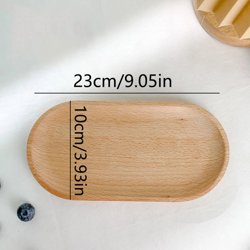 Natural Wooden Serving Tray - Versatile Round Tray for Coffee & Tea 7