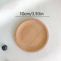 Natural Wooden Serving Tray - Versatile Round Tray for Coffee & Tea 8