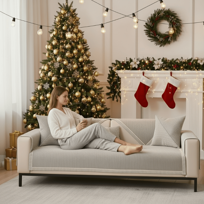 Naturweft Non-Slip Cotton-Linen Sofa Cover - Breathable Slipcover Sofa for All Seasons 2