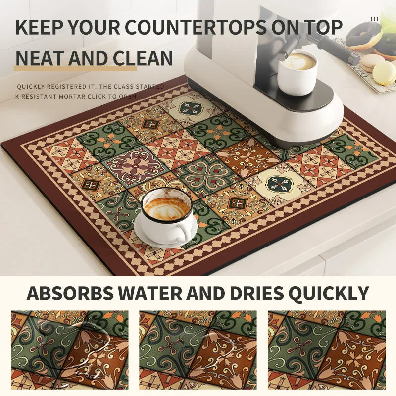 Non-Slip Coffee Maker Mat - Quick Dry Diatom Mud & Sponge with Rubber Grip 1