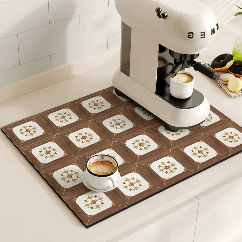 Non-Slip Coffee Maker Mat - Quick Dry Diatom Mud & Sponge with Rubber Grip 10