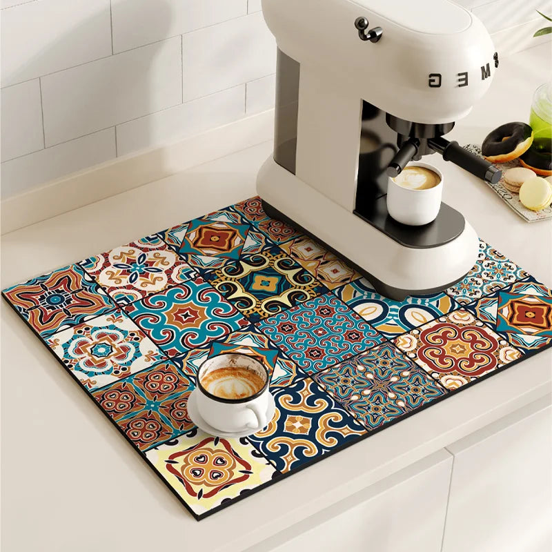 Non-Slip Coffee Maker Mat - Quick Dry Diatom Mud & Sponge with Rubber Grip 11