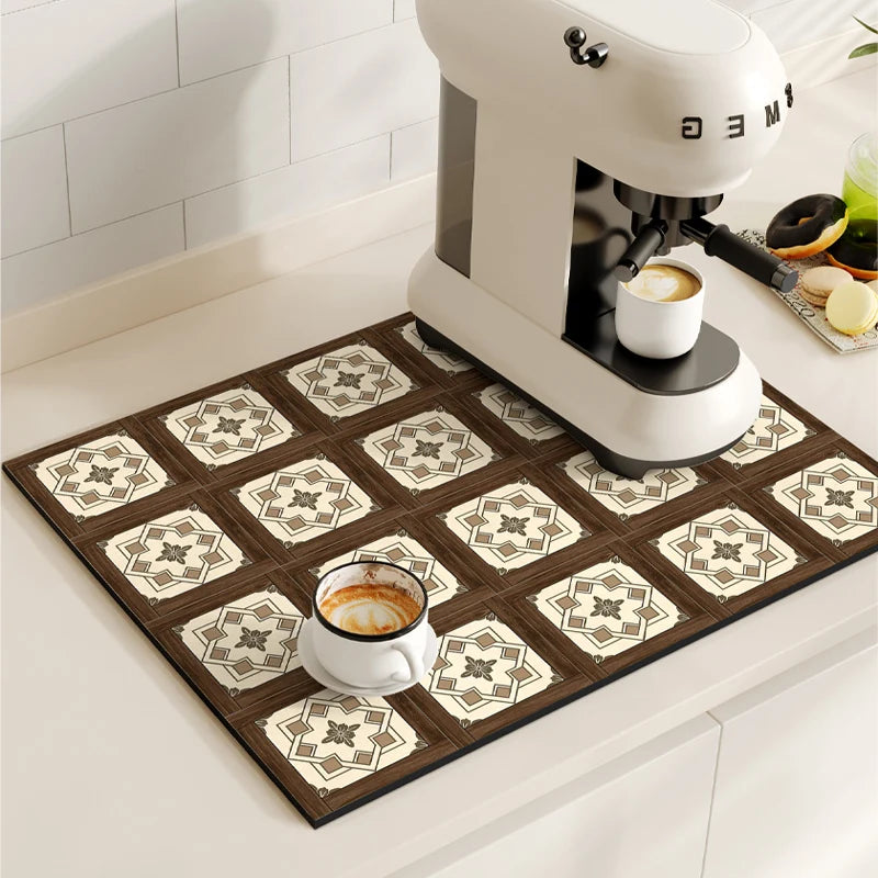 Non-Slip Coffee Maker Mat - Quick Dry Diatom Mud & Sponge with Rubber Grip 12