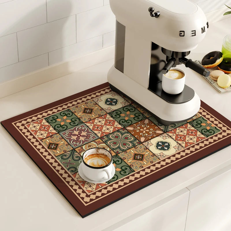 Non-Slip Coffee Maker Mat - Quick Dry Diatom Mud & Sponge with Rubber Grip 13