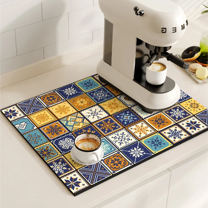 Non-Slip Coffee Maker Mat - Quick Dry Diatom Mud & Sponge with Rubber Grip 14