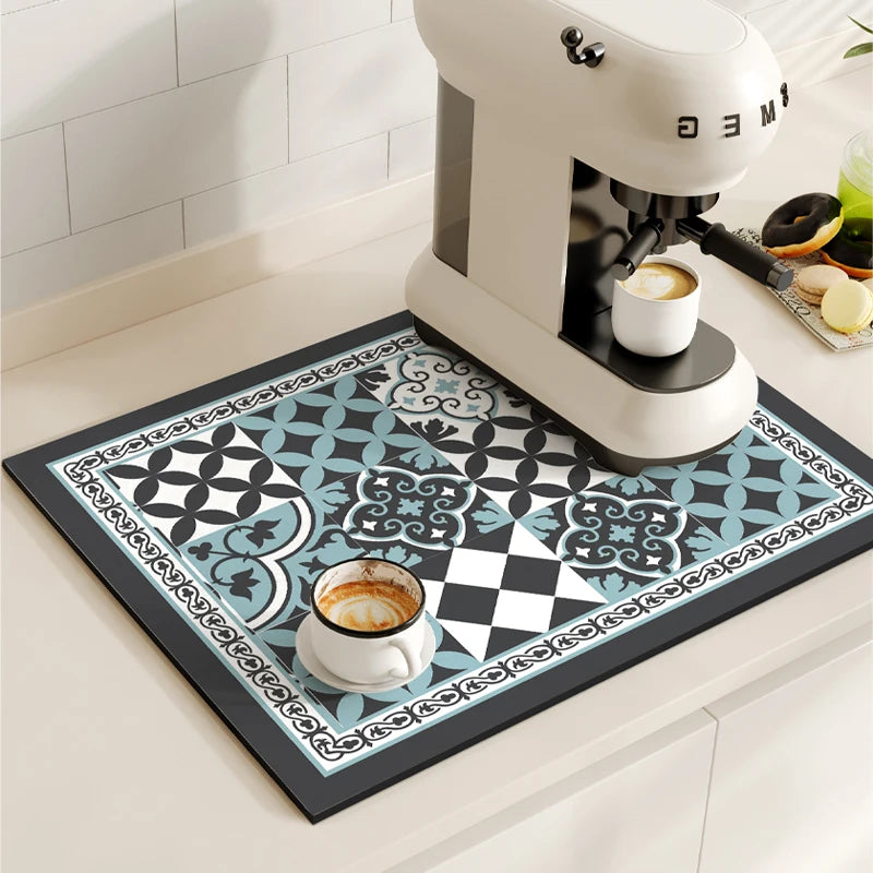 Non-Slip Coffee Maker Mat - Quick Dry Diatom Mud & Sponge with Rubber Grip 16
