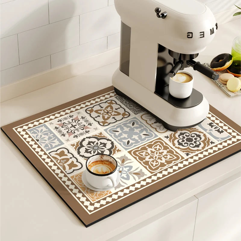 Non-Slip Coffee Maker Mat - Quick Dry Diatom Mud & Sponge with Rubber Grip 6