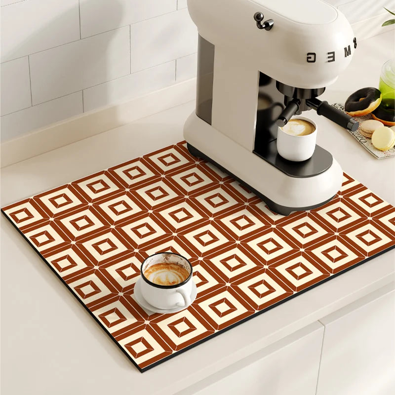 Non-Slip Coffee Maker Mat - Quick Dry Diatom Mud & Sponge with Rubber Grip 7