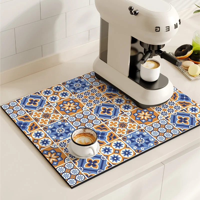 Non-Slip Coffee Maker Mat - Quick Dry Diatom Mud & Sponge with Rubber Grip 8