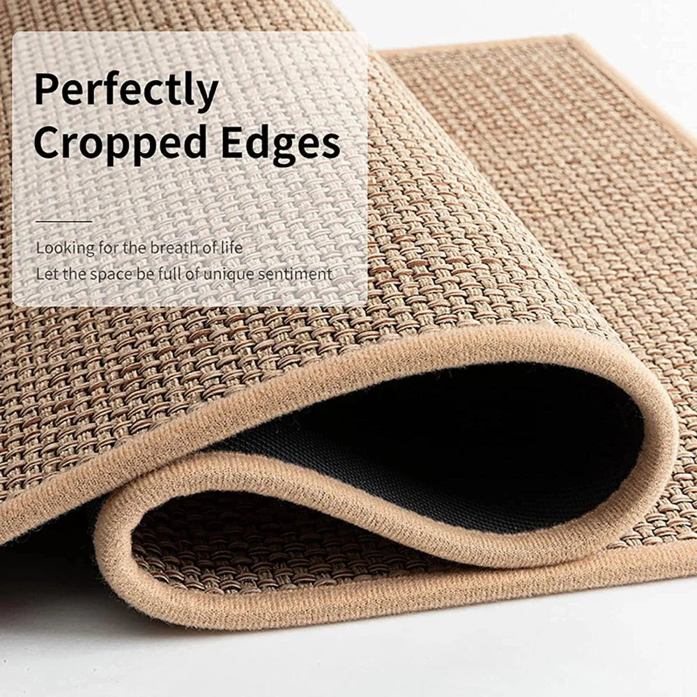 Non-Slip Washable Kitchen Runner Rug - Faux Sisal Mat with Natural Rubber Backing 2