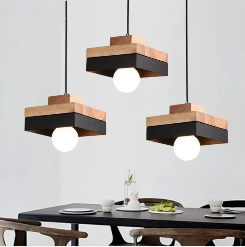 Nordic Modern Chandelier Light - Elegant Wrought Iron & Solid Wood Design for Dining Rooms 1