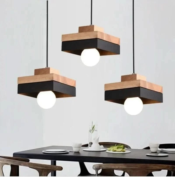 NORDLIVA – Nordic Modern Chandelier with Wood & Iron Design