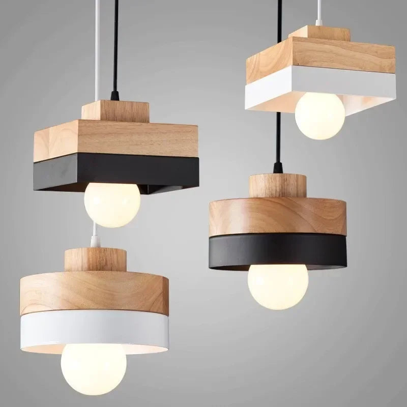 Nordic Modern Chandelier Light - Elegant Wrought Iron & Solid Wood Design for Dining Rooms 2