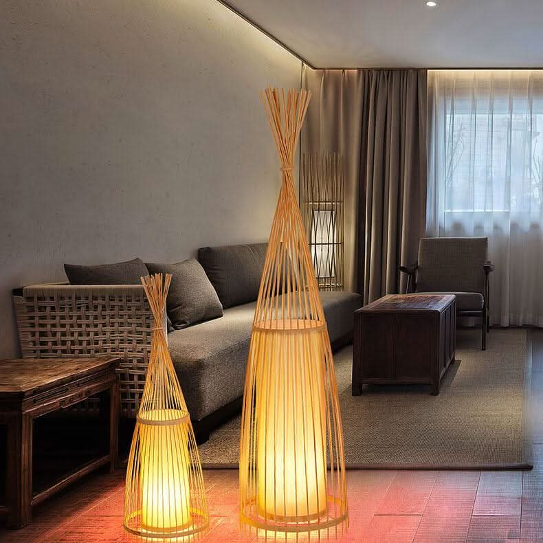 WOVENLUME – Lampadaire en bambou pour une ambiance chaleureuse et naturelle
