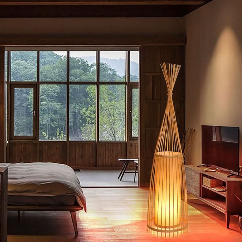 WOVENLUME – Lampadaire en bambou pour une ambiance chaleureuse et naturelle