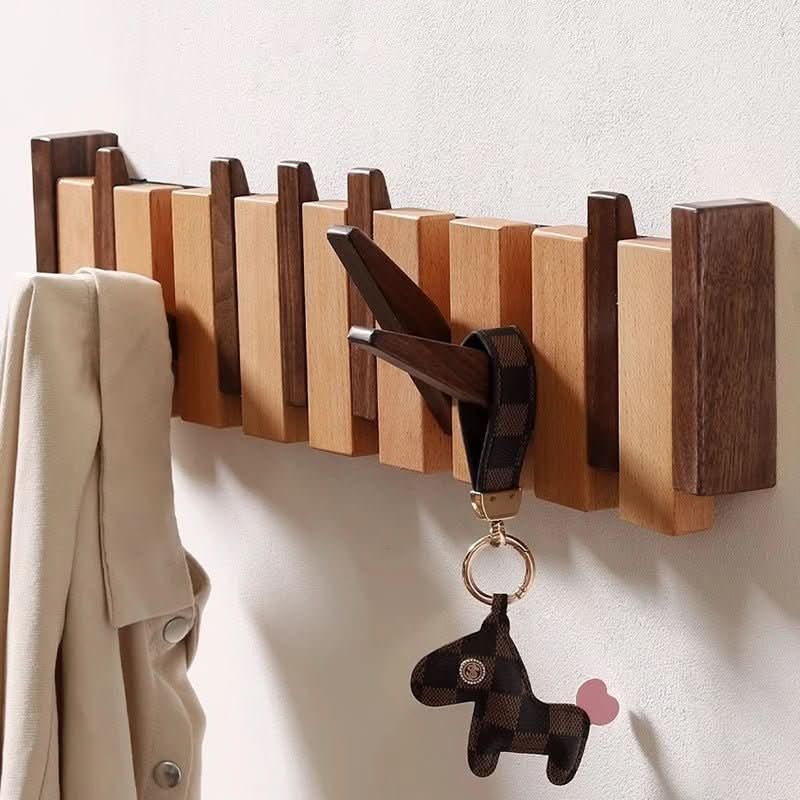 PIANOWOOD - Wall Mounted Coat Rack with Folding Hooks in Elegant Piano Design 2