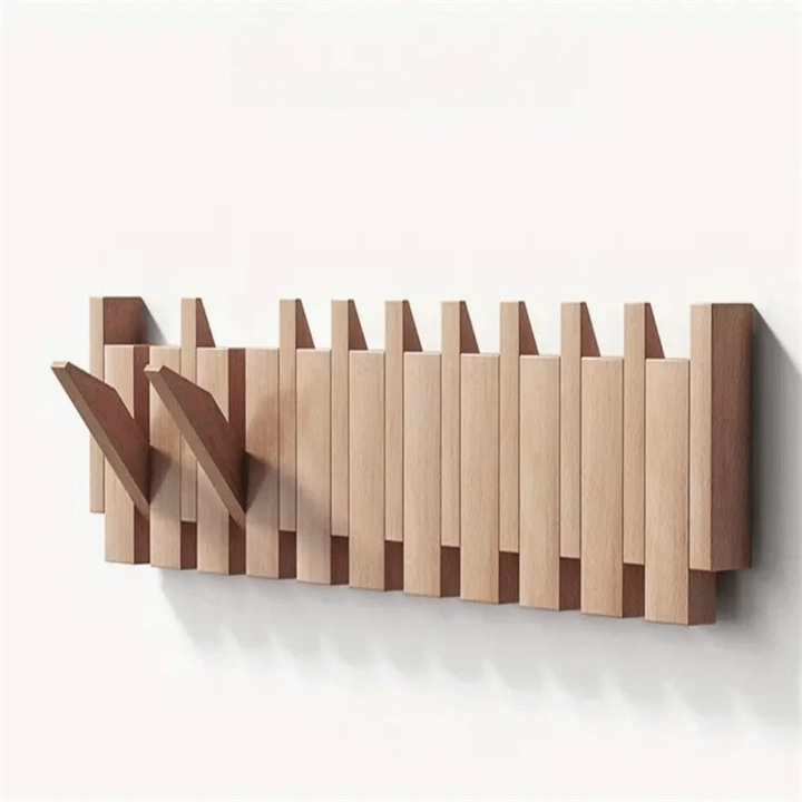PIANOWOOD - Wall Mounted Coat Rack with Folding Hooks in Elegant Piano Design 7