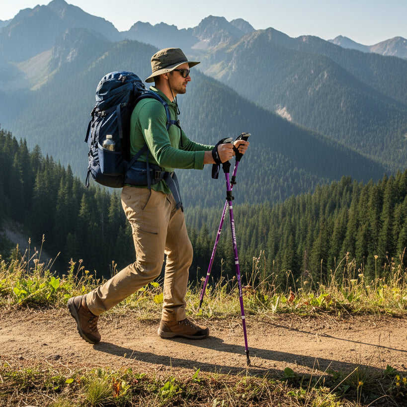 PeakPath - Adjustable Trekking Poles with Ergonomic Handles & Non-Slip Tips 0