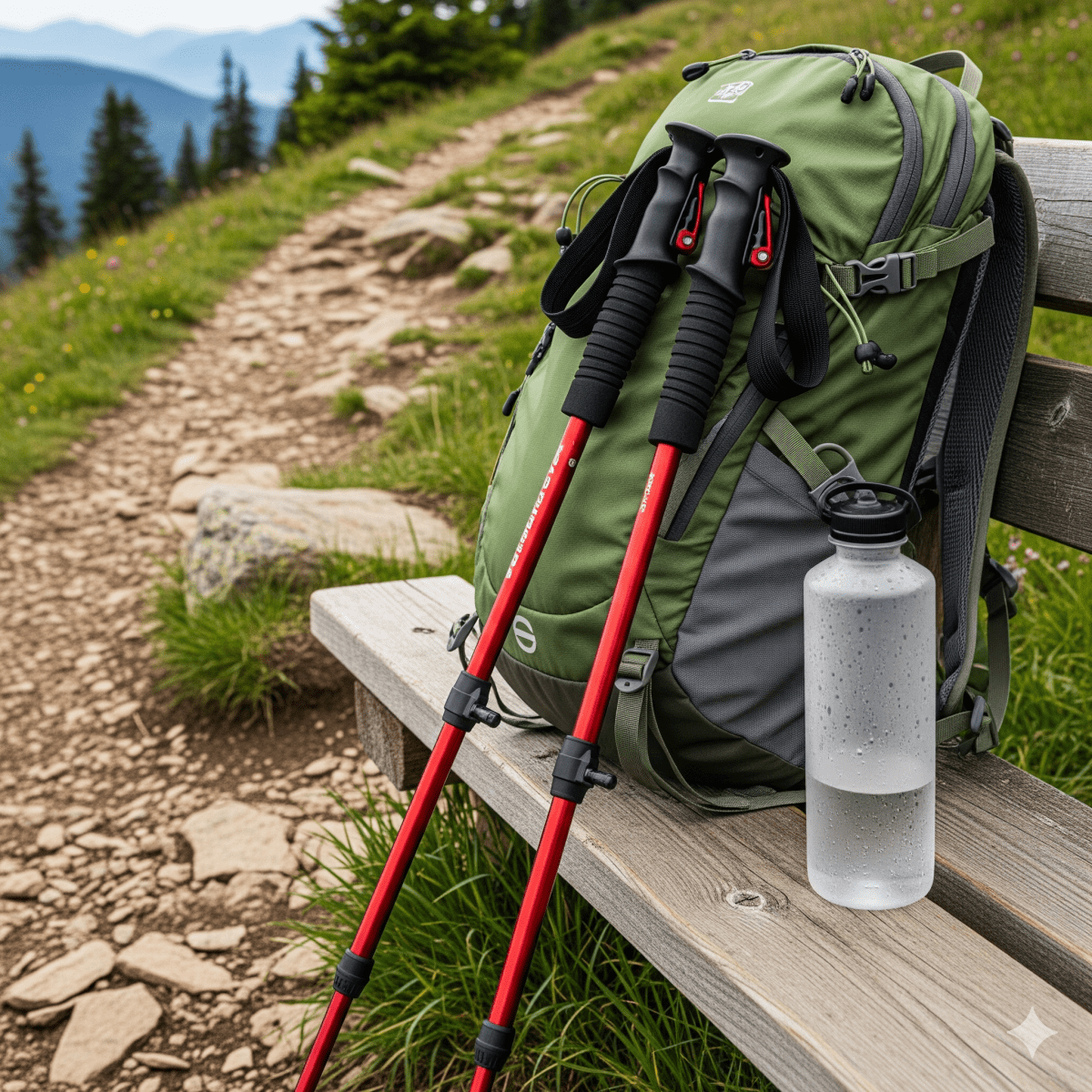 PeakPath - Adjustable Trekking Poles with Ergonomic Handles & Non-Slip Tips 1