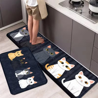 Playful Cat Stripe Non-Slip Kitchen Mat - Washable Kitchen Rug for Home Decor 0
