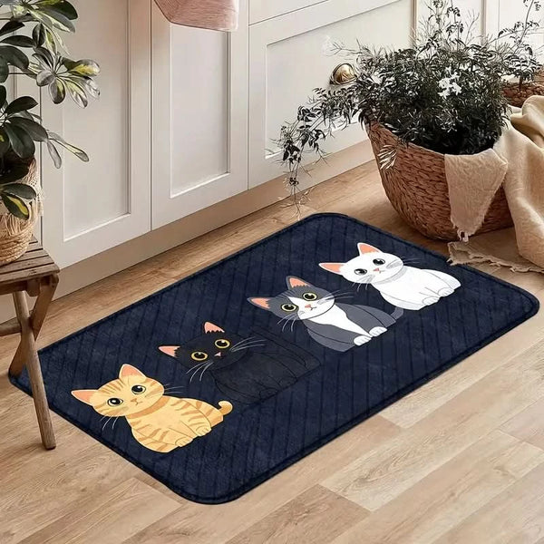 MEOWLIVA – Tapis de cuisine à rayures chat ludique pour espaces cosy
