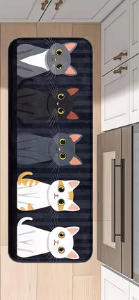 Playful Cat Stripe Non-Slip Kitchen Mat - Washable Kitchen Rug for Home Decor 6