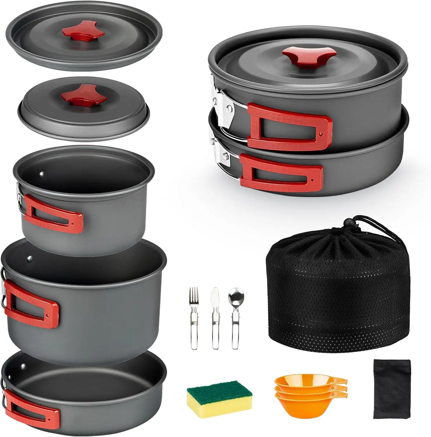 Portable Camping Cookware Set - Lightweight Camping Pots and Pans with Utensils for Outdoor Cooking 0