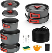 Portable Camping Cookware Set - Lightweight Camping Pots and Pans with Utensils for Outdoor Cooking 0