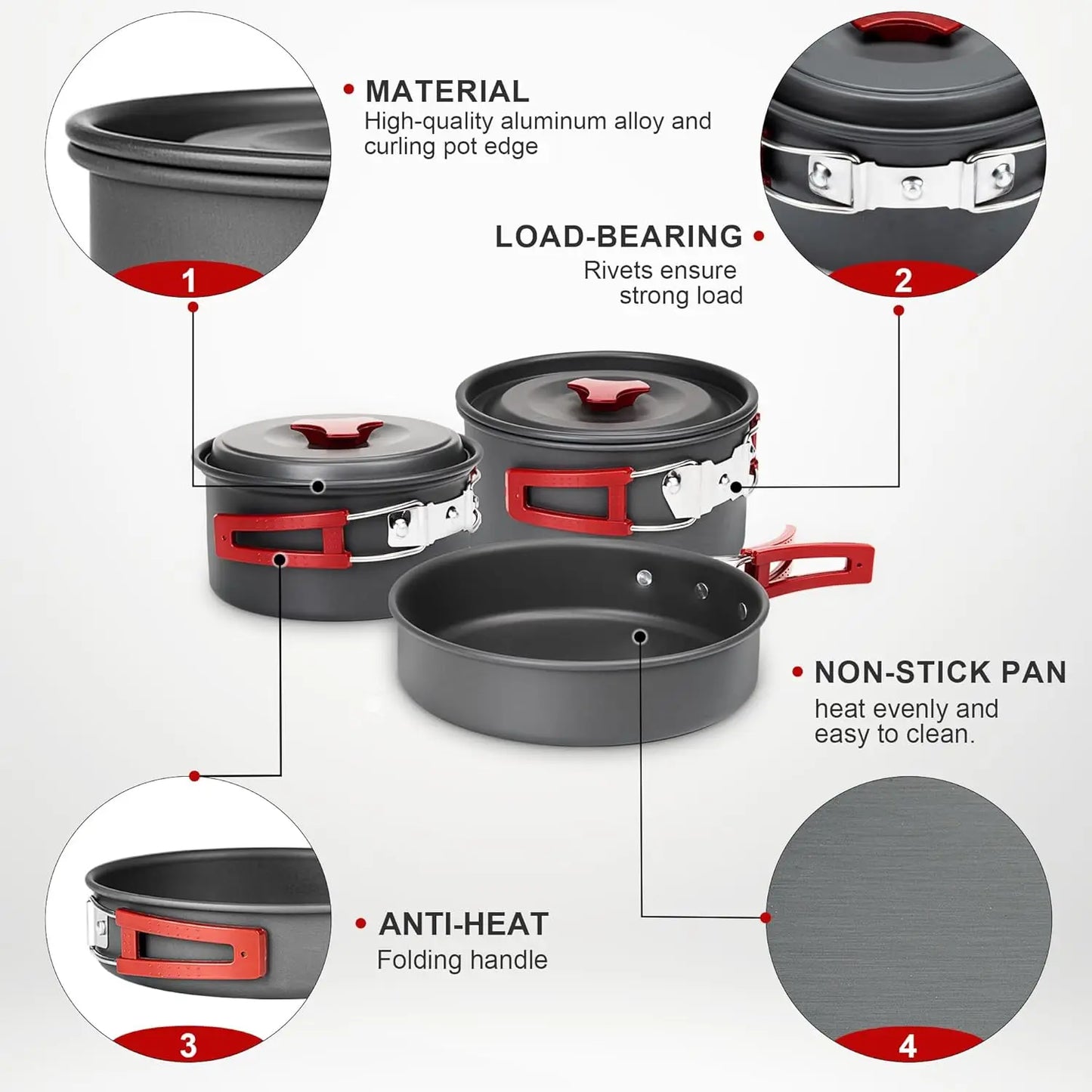 Portable Camping Cookware Set - Lightweight Camping Pots and Pans with Utensils for Outdoor Cooking 5