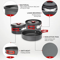 Portable Camping Cookware Set - Lightweight Camping Pots and Pans with Utensils for Outdoor Cooking 5