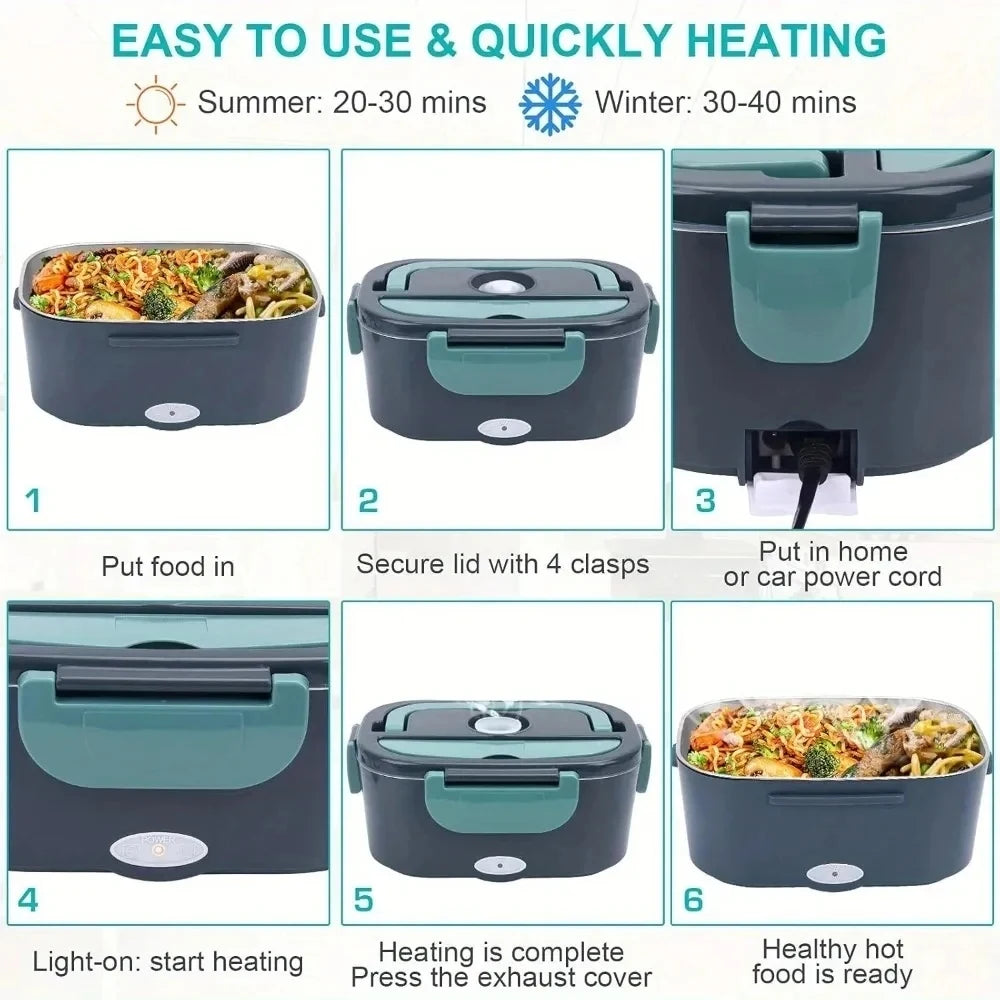 Portable Electric Lunch Box Warmer - 1.5L Food Heater with Insulated Bag 1