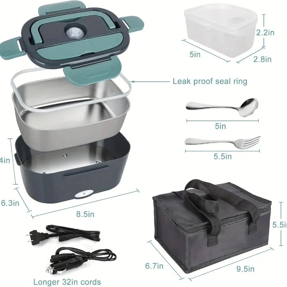Portable Electric Lunch Box Warmer - 1.5L Food Heater with Insulated Bag 2