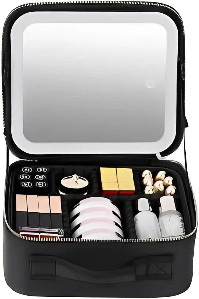Portable Makeup Bag with LED Mirror & Adjustable Brightness - Travel Cosmetic Bag Organizer 6